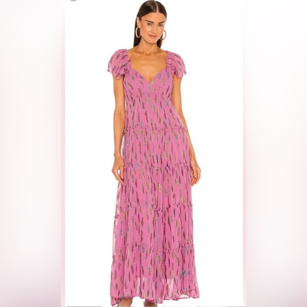 SAYLOR Feather Print Maxi Dress